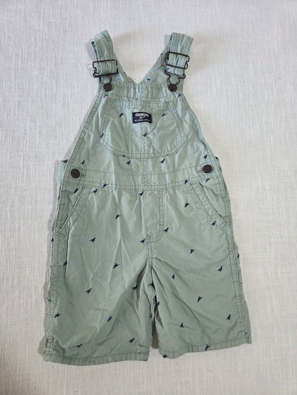 OshKosh B'gosh Kids Shark Pattern Sage Green Overall Shorts 4t Boys Toddler Kids